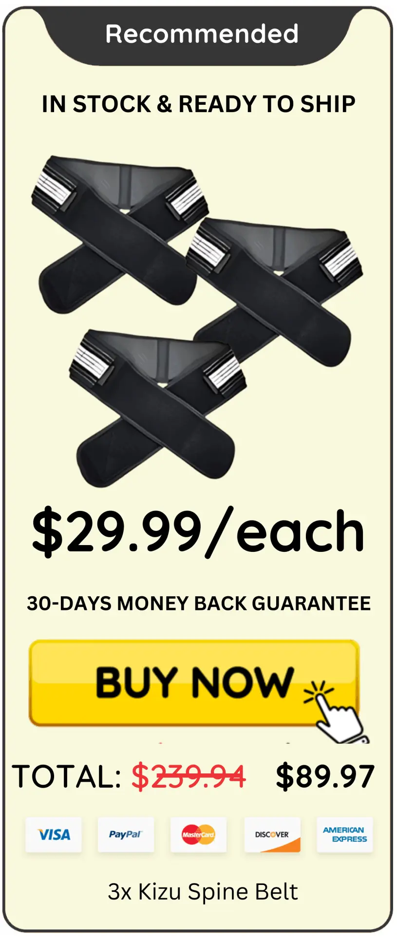Kizu Spine Belt offer package price 