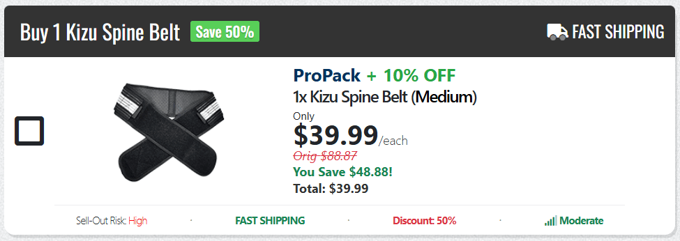 Kizu Spine Belt offer price 