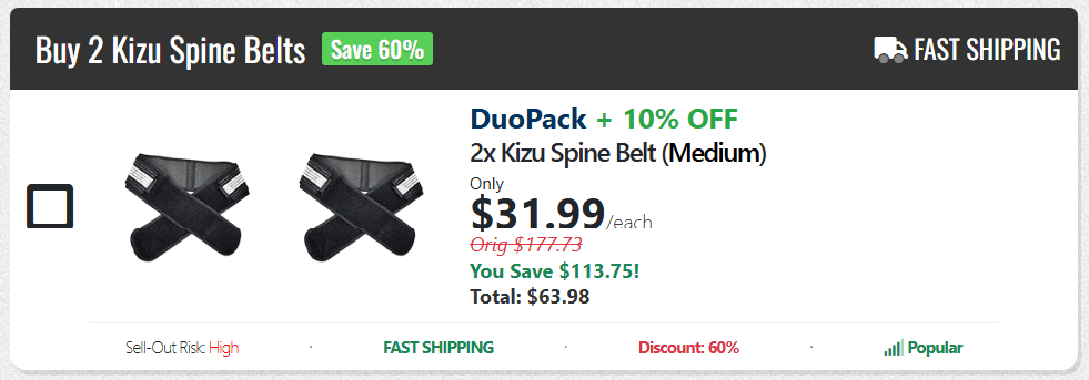 Kizu Spine Belt offer price 